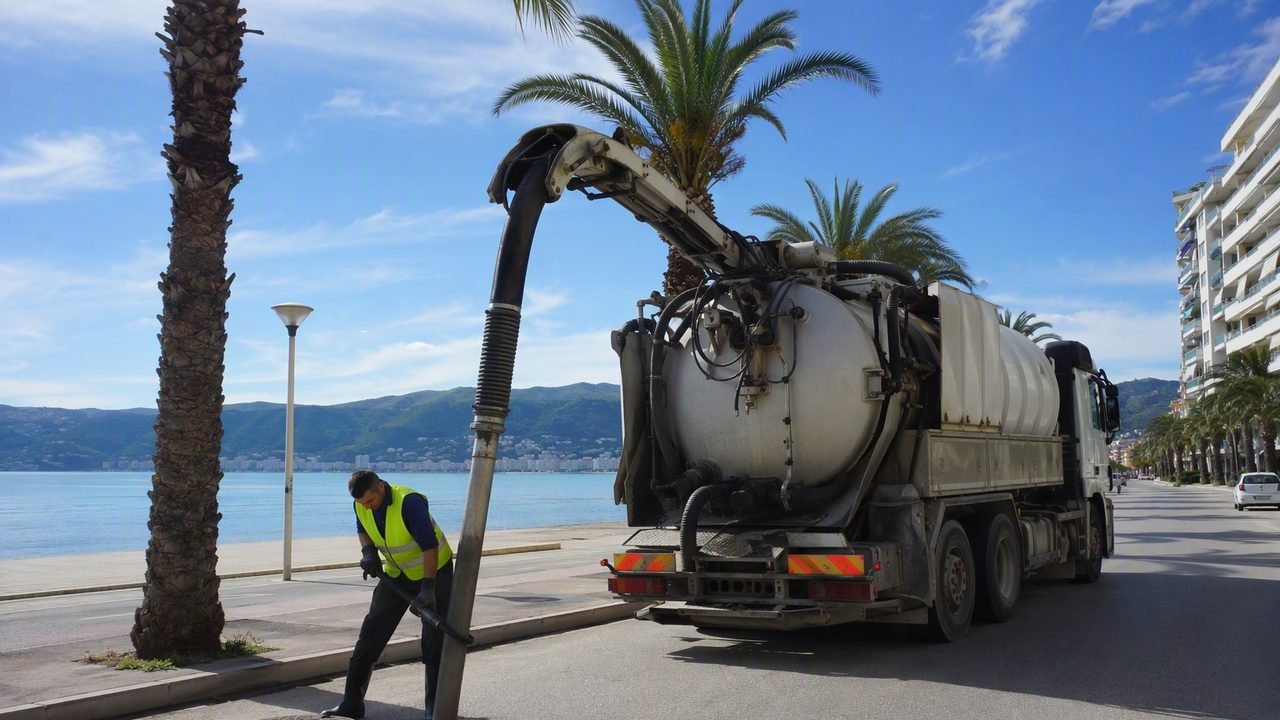 Septic tank emptying near Uji i Ftohtë